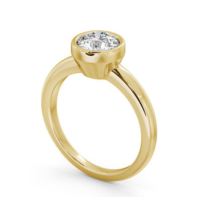 Round Diamond Engagement Ring 18K Yellow Gold Solitaire - Selsey ENRD32_YG_SIDE