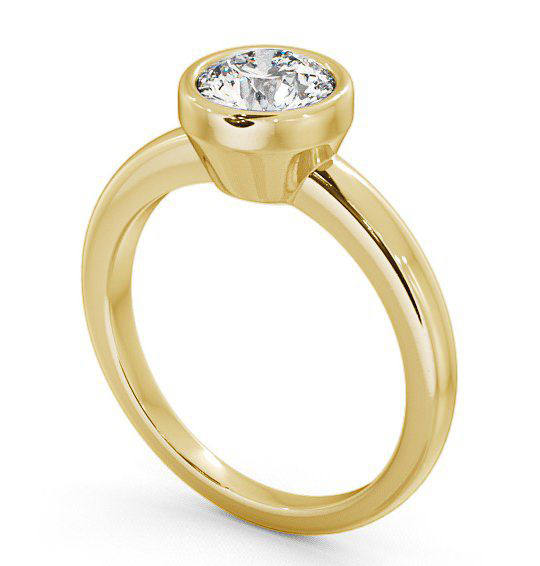 Round Diamond Bezel Set Engagement Ring 9K Yellow Gold Solitaire ENRD32_YG_THUMB1