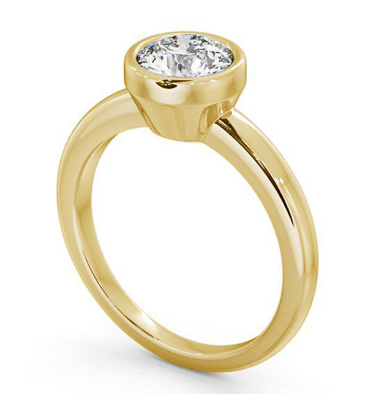 Round Diamond Bezel Set Engagement Ring 18K Yellow Gold Solitaire ENRD32_YG_THUMB1 