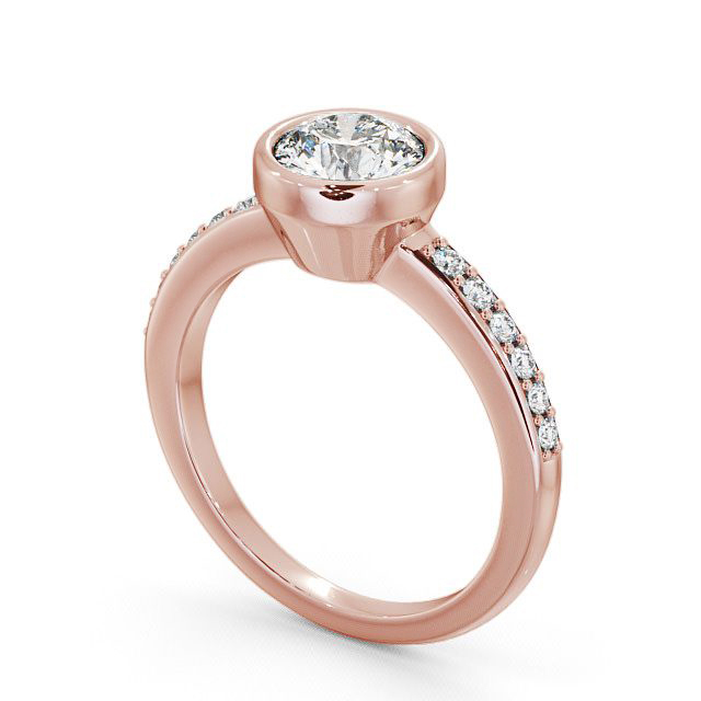 Round Diamond Engagement Ring 9K Rose Gold Solitaire With Side Stones - Ockley ENRD32S_RG_SIDE