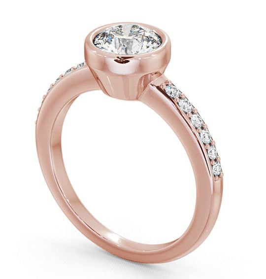 Round Diamond Bezel Style Engagement Ring 18K Rose Gold Solitaire with Channel Set Side Stones ENRD32S_RG_THUMB1