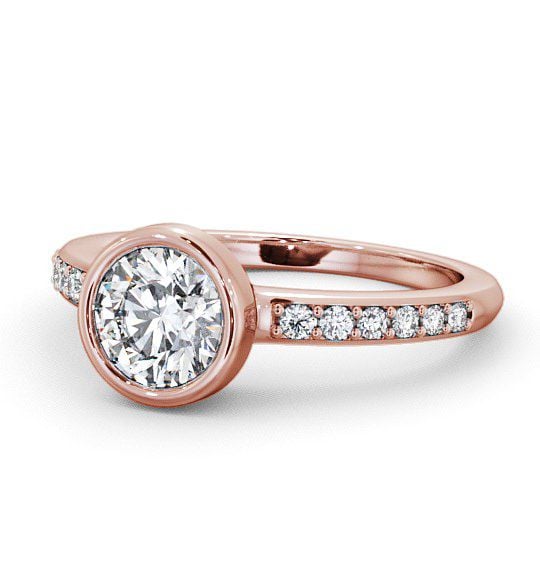 Round Diamond Bezel Style Engagement Ring 18K Rose Gold Solitaire with Channel Set Side Stones ENRD32S_RG_THUMB2 