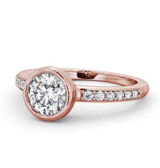  Round Diamond Engagement Ring 18K Rose Gold Solitaire With Side Stones - Ockley ENRD32S_RG_THUMB2 