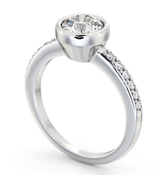 Round Diamond Bezel Style Engagement Ring Palladium Solitaire with Channel Set Side Stones ENRD32S_WG_THUMB1