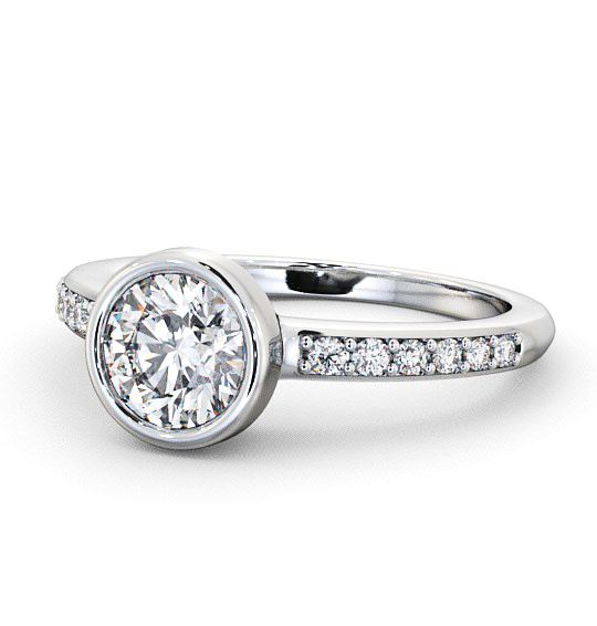 Round Diamond Bezel Style Engagement Ring 18K White Gold Solitaire with Channel Set Side Stones ENRD32S_WG_THUMB2 