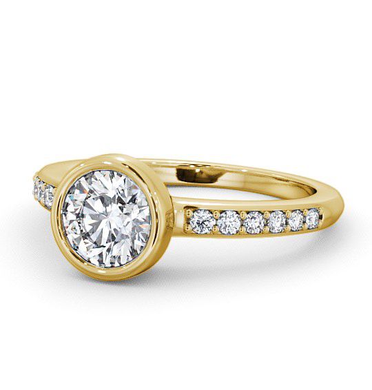  Round Diamond Engagement Ring 18K Yellow Gold Solitaire With Side Stones - Ockley ENRD32S_YG_THUMB2 