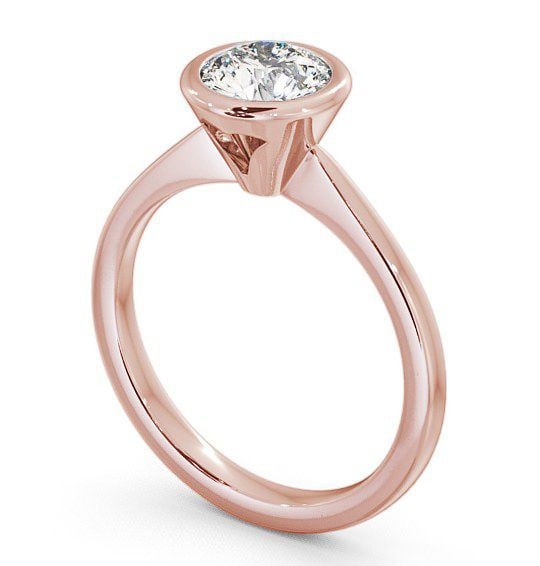 Round Diamond Open Bezel Engagement Ring 9K Rose Gold Solitaire ENRD33_RG_THUMB1