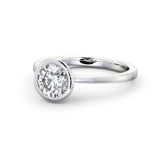 Round Diamond Engagement Ring 18K White Gold Solitaire - Morley ENRD33_WG_FLAT
