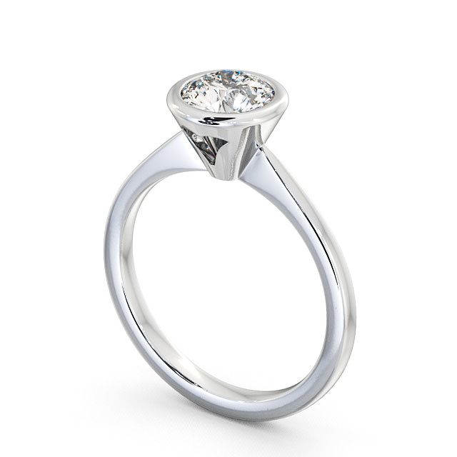 Round Diamond Engagement Ring 9K White Gold Solitaire - Morley