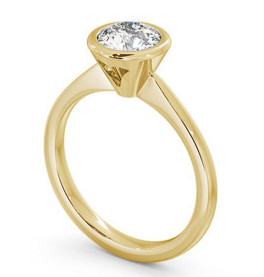 Round Diamond Open Bezel Engagement Ring 18K Yellow Gold Solitaire ENRD33_YG_THUMB1