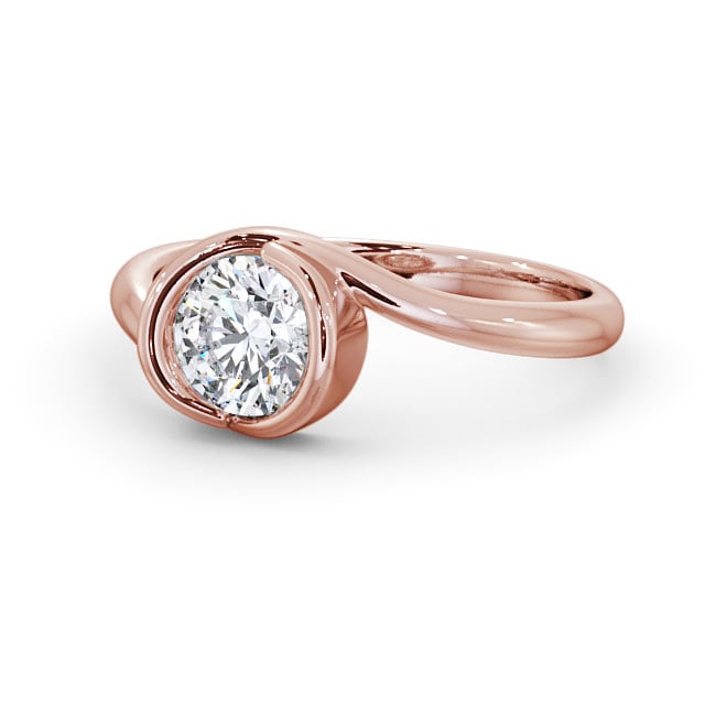 Round Diamond Engagement Ring 9K Rose Gold Solitaire - Cosford ENRD35_RG_FLAT