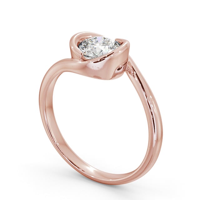 Round Diamond Engagement Ring 18K Rose Gold Solitaire - Cosford ENRD35_RG_SIDE