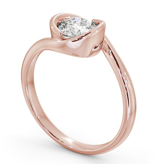 Round Diamond Unique Bezel Engagement Ring 9K Rose Gold Solitaire ENRD35_RG_THUMB1