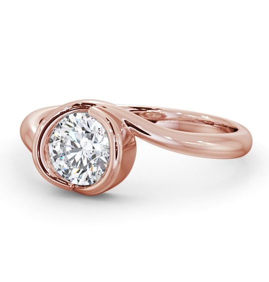 Round Diamond Unique Bezel Engagement Ring 18K Rose Gold Solitaire ENRD35_RG_THUMB2 