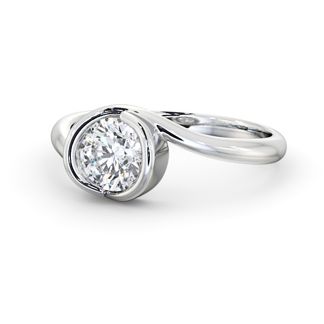 Round Diamond Engagement Ring 18K White Gold Solitaire - Cosford ENRD35_WG_FLAT