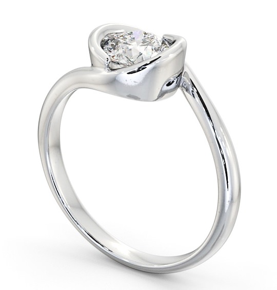 Round Diamond Unique Bezel Engagement Ring 9K White Gold Solitaire ENRD35_WG_THUMB1