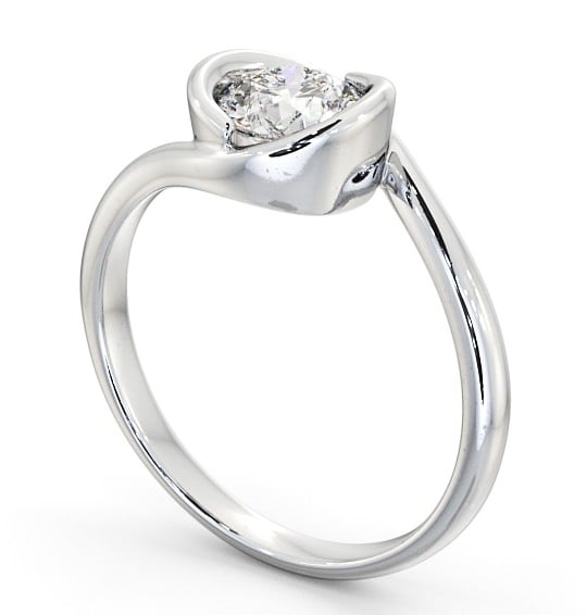 Round Diamond Unique Bezel Engagement Ring Platinum Solitaire ENRD35_WG_THUMB1 