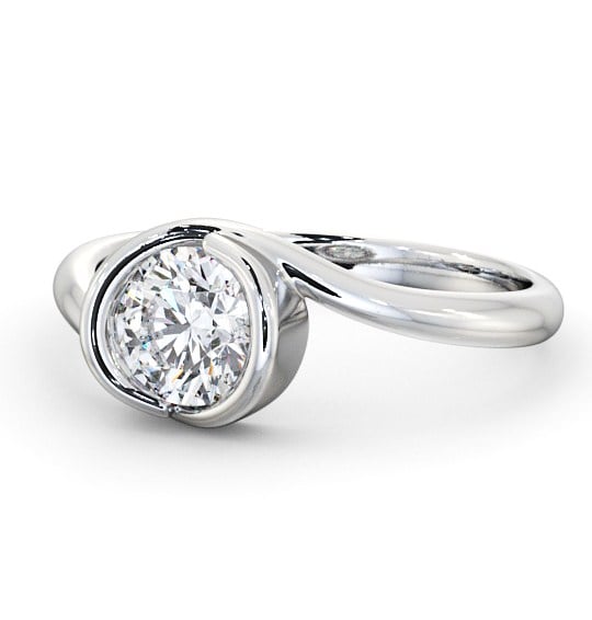 Round Diamond Unique Bezel Engagement Ring 18K White Gold Solitaire ENRD35_WG_THUMB2 