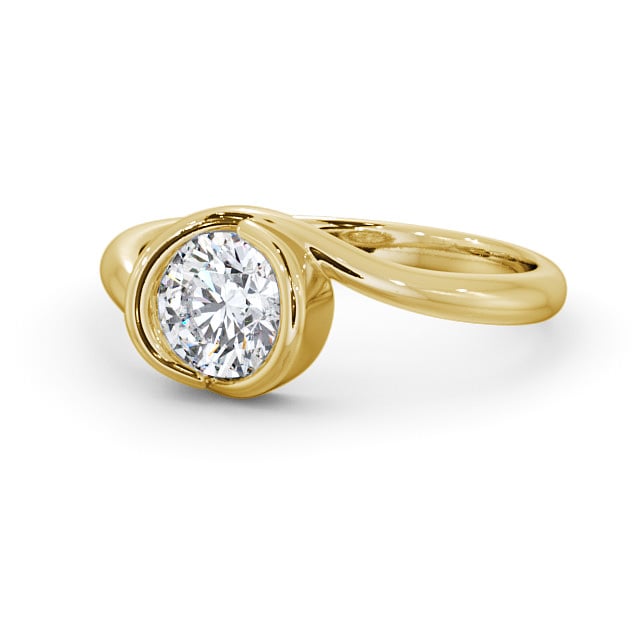 Round Diamond Engagement Ring 9K Yellow Gold Solitaire - Cosford ENRD35_YG_FLAT