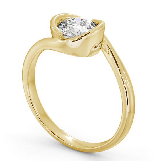 Round Diamond Unique Bezel Engagement Ring 18K Yellow Gold Solitaire ENRD35_YG_THUMB1 