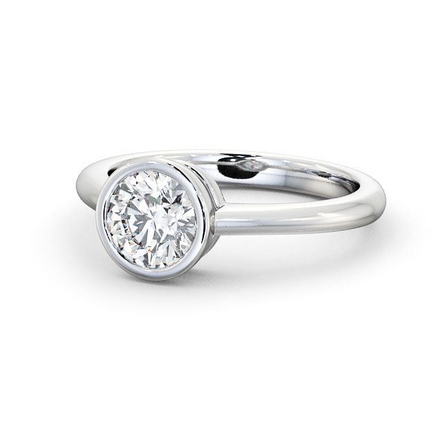 Round Diamond Engagement Ring Platinum Solitaire - Tretio ENRD36_WG_FLAT