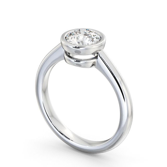 Round Diamond Engagement Ring 18K White Gold Solitaire - Tretio ...