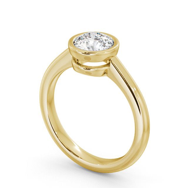 Round Diamond Engagement Ring 18K Yellow Gold Solitaire - Tretio