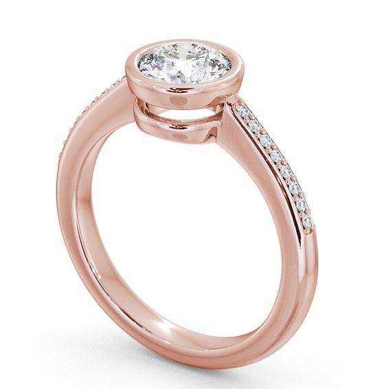 Round Diamond Split Bezel Style Engagement Ring 9K Rose Gold Solitaire with Channel Set Side Stones ENRD36S_RG_THUMB1