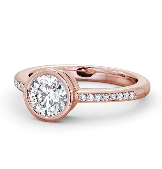  Round Diamond Engagement Ring 9K Rose Gold Solitaire With Side Stones - Plaidy ENRD36S_RG_THUMB2 