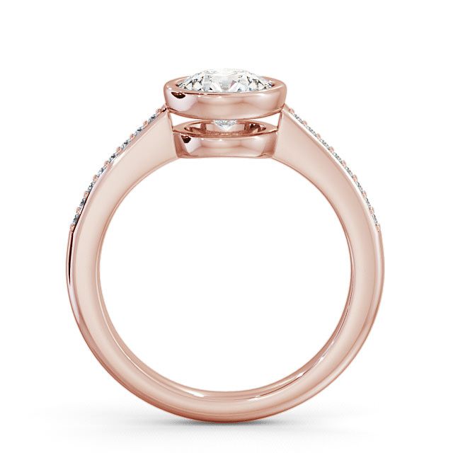 Round Diamond Engagement Ring 18K Rose Gold Solitaire With Side Stones - Plaidy ENRD36S_RG_UP