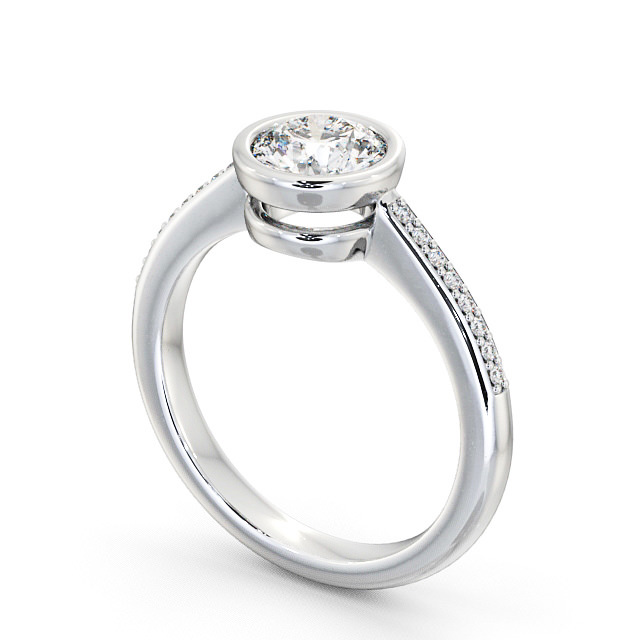 Round Diamond Ring 18K White Gold Solitaire With Side Stones - Plaidy ...