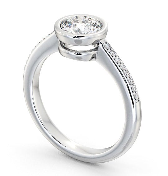 Round Diamond Engagement Ring 9K White Gold Solitaire With Side Stones - Plaidy ENRD36S_WG_THUMB1