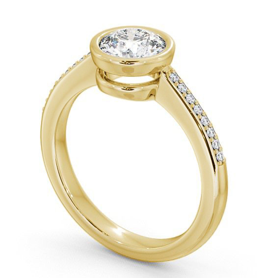 Round Diamond Split Bezel Style Engagement Ring 18K Yellow Gold Solitaire with Channel Set Side Stones ENRD36S_YG_THUMB1