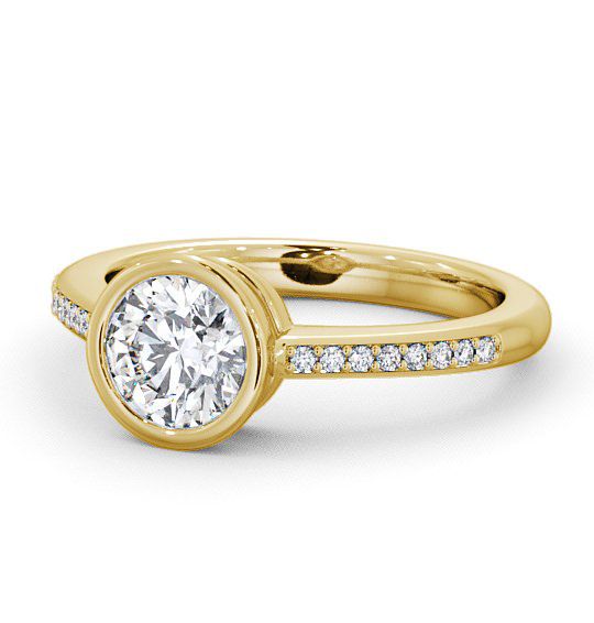  Round Diamond Engagement Ring 9K Yellow Gold Solitaire With Side Stones - Plaidy ENRD36S_YG_THUMB2 