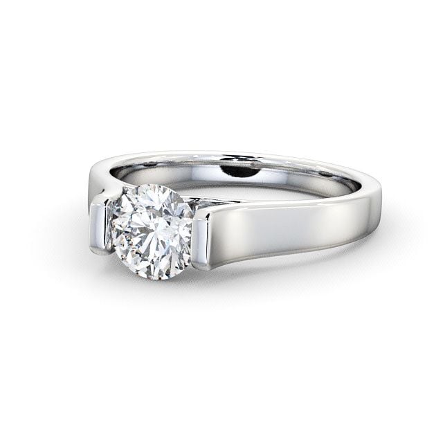 Round Diamond Engagement Ring Platinum Solitaire - Palion ENRD37_WG_FLAT