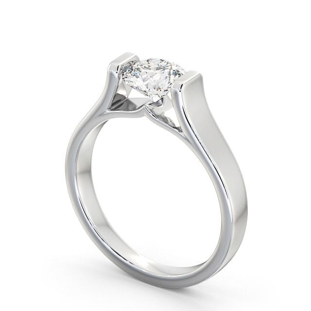 Round Diamond Engagement Ring 9K White Gold Solitaire - Palion