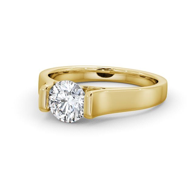 Round Diamond Engagement Ring 9K Yellow Gold Solitaire - Palion ENRD37_YG_FLAT
