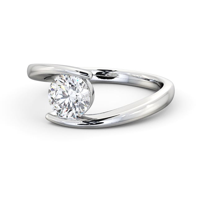 Round Diamond Engagement Ring 18K White Gold Solitaire - Linley ENRD38_WG_FLAT