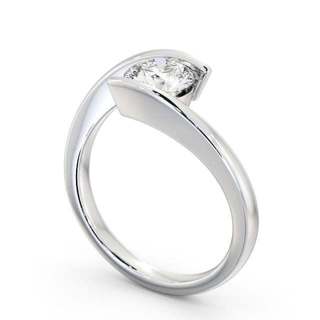 Round Diamond Engagement Ring Platinum Solitaire - Linley ENRD38_WG_SIDE