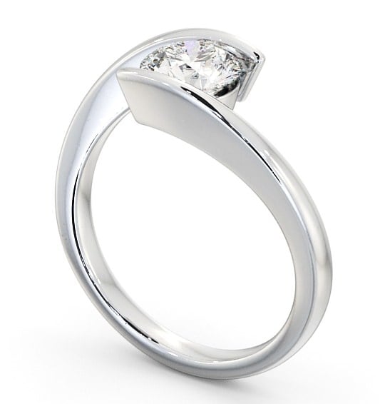 Round Diamond Sleek Tension Set Engagement Ring 18K White Gold Solitaire ENRD38_WG_THUMB1
