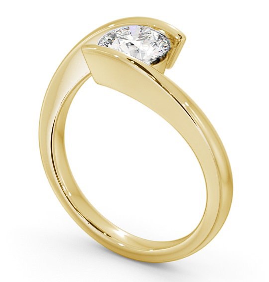 Round Diamond Sleek Tension Set Engagement Ring 18K Yellow Gold Solitaire ENRD38_YG_THUMB1