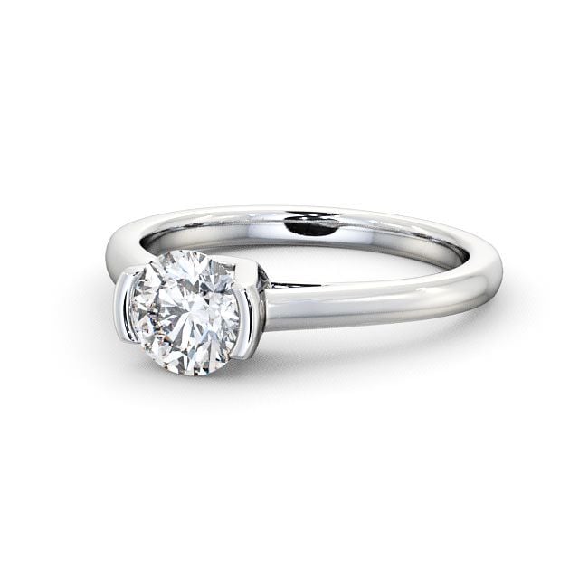 Round Diamond Engagement Ring 18K White Gold Solitaire - Lumley ENRD39_WG_FLAT