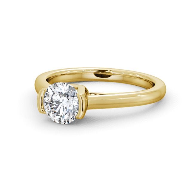 Round Diamond Engagement Ring 9K Yellow Gold Solitaire - Lumley ENRD39_YG_FLAT