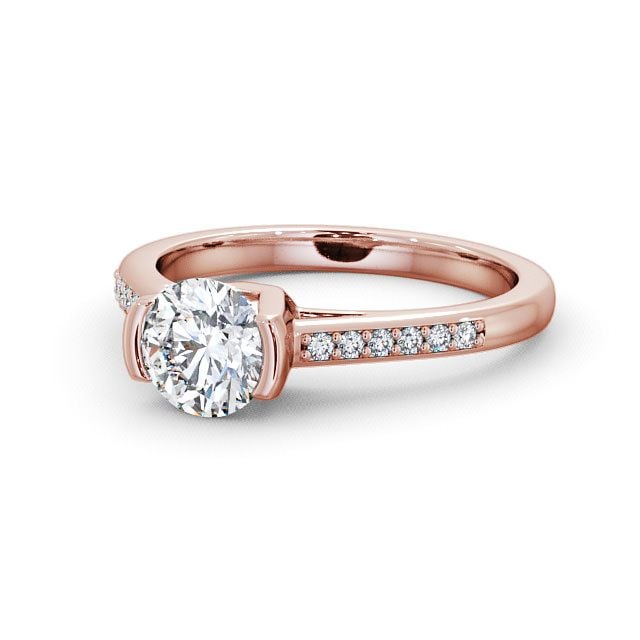 Round Diamond Engagement Ring 9K Rose Gold Solitaire With Side Stones - Castell ENRD39S_RG_FLAT