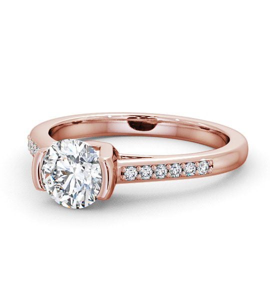  Round Diamond Engagement Ring 9K Rose Gold Solitaire With Side Stones - Castell ENRD39S_RG_THUMB2 