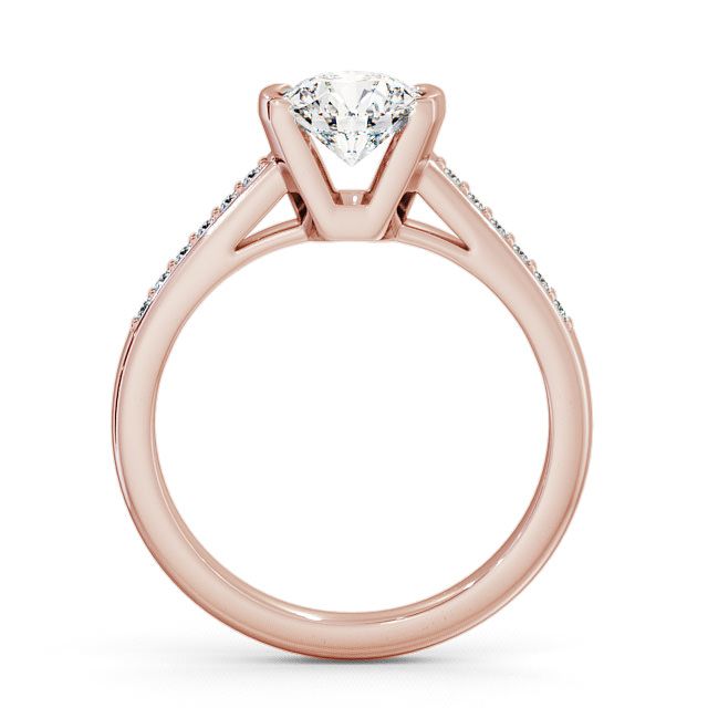 Round Diamond Engagement Ring 18K Rose Gold Solitaire With Side Stones - Castell ENRD39S_RG_UP