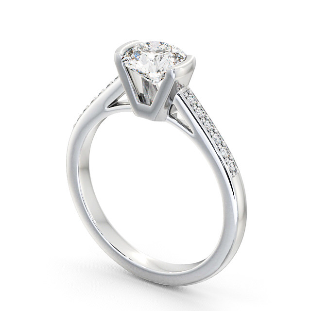 Round Diamond Engagement Ring 9K White Gold Solitaire With Side Stones - Castell ENRD39S_WG_SIDE