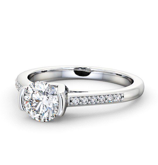  Round Diamond Engagement Ring 9K White Gold Solitaire With Side Stones - Castell ENRD39S_WG_THUMB2 
