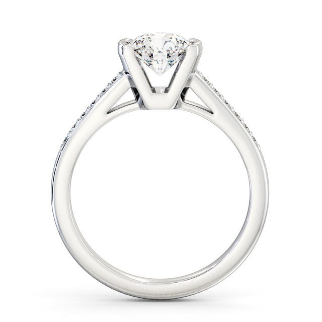 Round Diamond Engagement Ring Palladium Solitaire With Side Stones - Castell ENRD39S_WG_UP