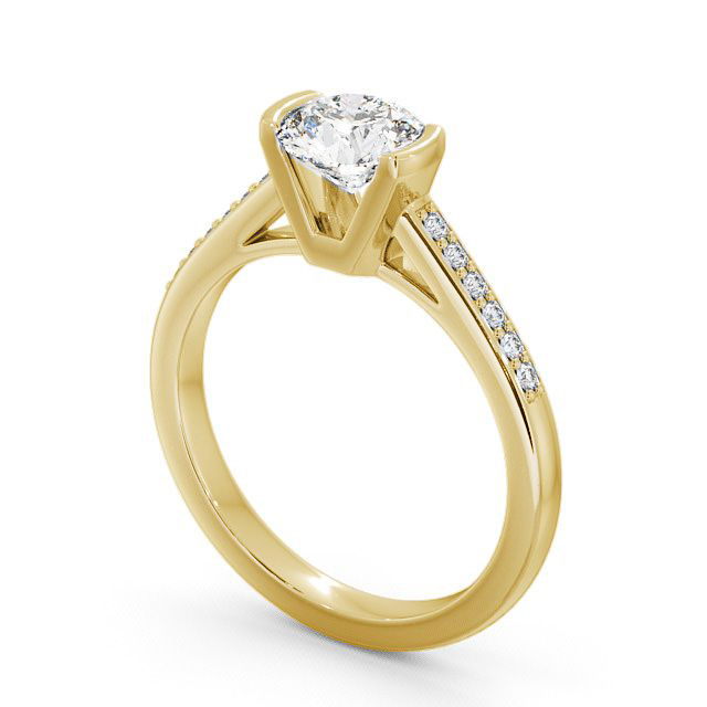 Round Diamond Engagement Ring 18K Yellow Gold Solitaire With Side Stones - Castell ENRD39S_YG_SIDE